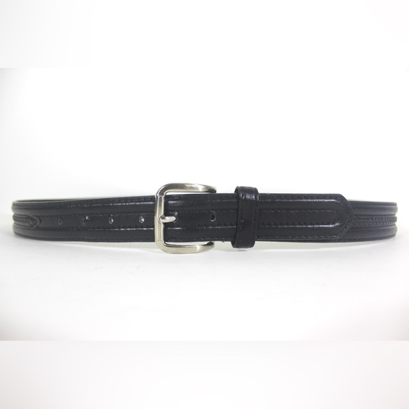 Vintage Black Canadian Longhorn Italian Style Leather Belt with Braided Detail - Picture 2 of 8